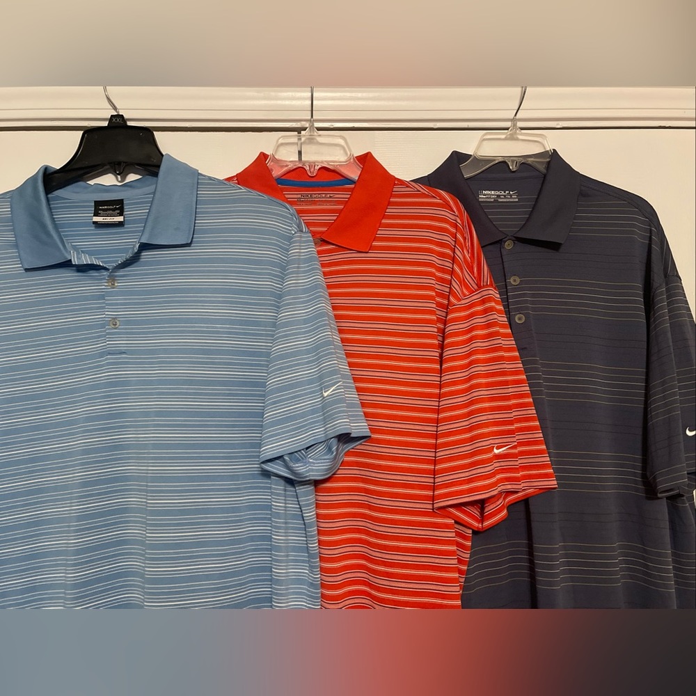Lot of Three (3) Men’s XXL 2XL Nike Golf Dri-Fit Fit Dry Polos